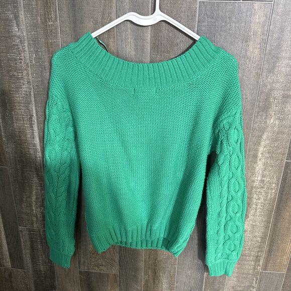 Poof New York Green‎ Knit Sweater Size Medium Style #253225J - Picture 2 of 8